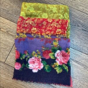 J. Jill Mustard, Pink & Navy Gradient Knit Scarf /Wrap 100% Wool  23X68